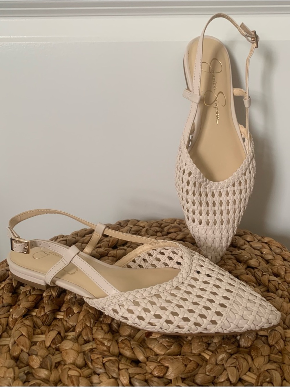 Jessica Simpson woven slingback flats Cream color Size 6.5